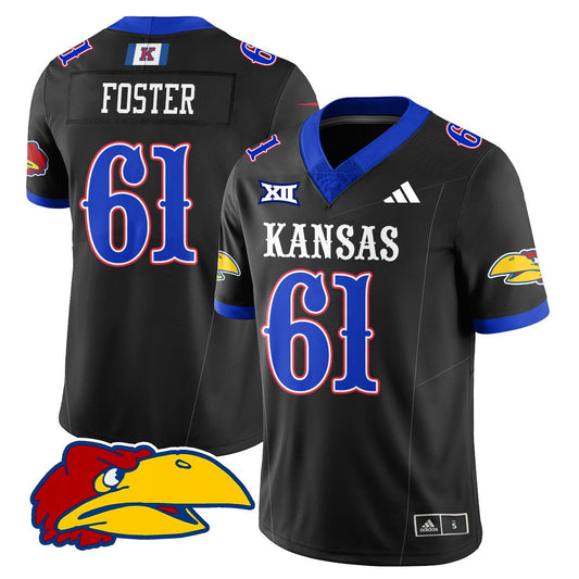 Bryce Foster Jersey #61 Kansas Jayhawks Football 2025 Limited Stitched Black