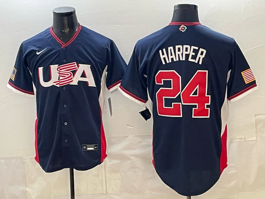 Bryce Harper Jersey #24 USA Baseball 2026 World Baseball Classic Stitched