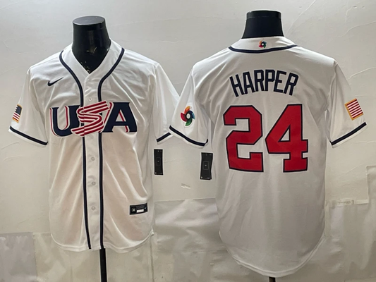 Bryce Harper Jersey #24 USA Baseball 2026 World Baseball Classic Stitched White