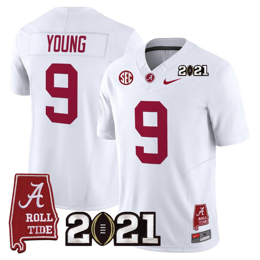 Bryce Young Jersey #9 Alabama 2021 CFP Championship Alabama Map White