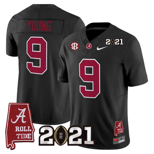 Bryce Young Jersey #9 Alabama 2021 CFP Championship Alabama Map Black
