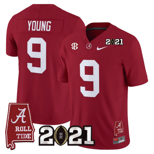 Bryce Young Jersey #9 Alabama 2021 CFP Championship Alabama Map Crimson