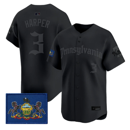 Bryce Harper Jersey #3 Phillies Pennsylvania Gothic Edition Stitched