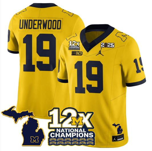 Bryce Underwood Jersey #19 Michigan Wolverines 12x-Time National Champions