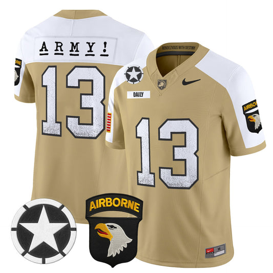 Bryson Daily Jersey #13 Army Black Knights 2025 Screaming Eagles Stitched Tan Alter