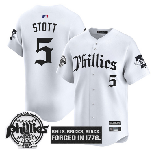 Bryson Stott Jersey #5 Philadelphia Phillies Gothic Liberty Edition White