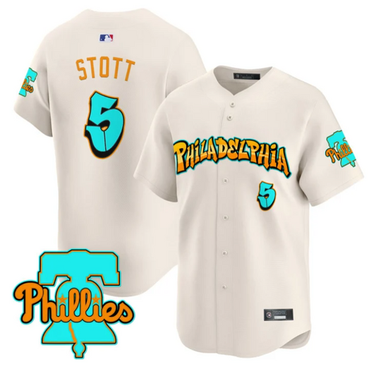 Bryson Stott Jersey #5 Philadelphia Phillies Graffiti Broad Street Edition Cream