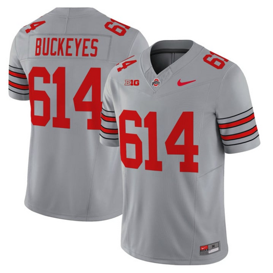 Buckeyes Jersey #614 Ohio State Heritage Stripe 2025-26 Stitched Gray