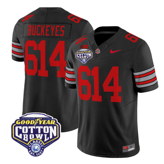 Buckeyes Jersey #614 Ohio State Heritage Stripe 2025 Cotton Bowl Stitched