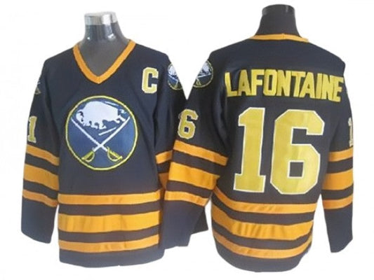 Buffalo Sabres #16 Pat LaFontaine Navy Vintage CCM Jersey