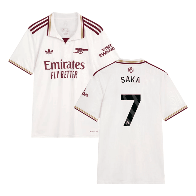 Bukayo Saka #7 Arsenal 2025-26 Third Jersey – Cream