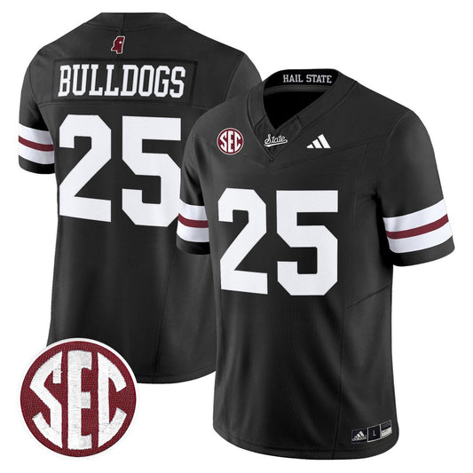 Bulldogs Jersey #25 Mississippi State Bulldogs Dark Mode Stitched Black