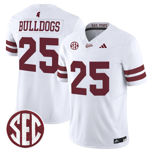 Bulldogs Jersey #25 Mississippi State Bulldogs Dark Mode Stitched White