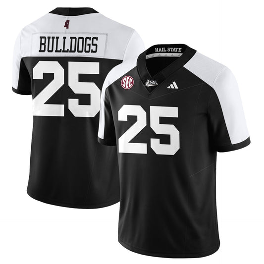 Bulldogs Jersey #25 Mississippi State Football Darkness 2025 Stitched Black Alter
