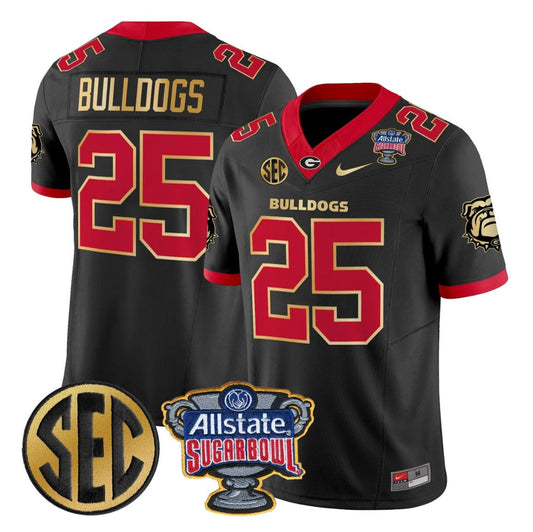 Bulldogs Jersey #25 Georgia Bulldogs Sugar Bowl Patch Limited Stitched