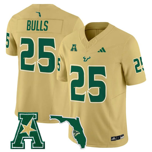 Bulls Jersey #25 South Florida Bulls 2025 Vapor Limited Stitched Gold