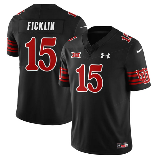 Byrd Ficklin Jersey #15 Utah Football 2025 Dark Mode Limited Stitched