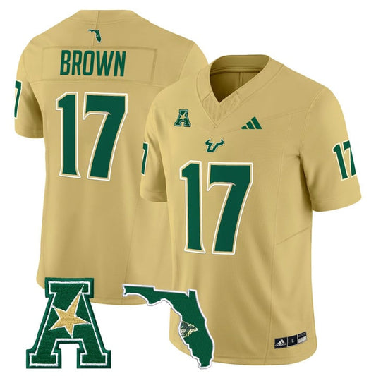 Byrum Brown Jersey #17 South Florida Bulls 2025 Vapor Limited Stitched Gold