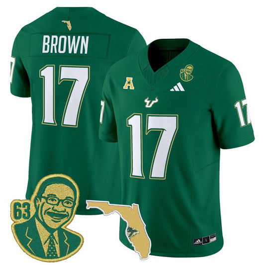 Byrum Brown Jersey #17 South Florida Bulls Lee Roy Selmon Legacy Stitched Green