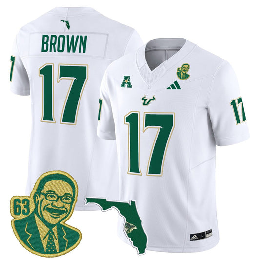 Byrum Brown Jersey #17 South Florida Bulls Lee Roy Selmon Legacy Stitched White