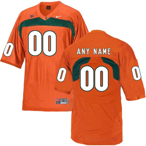 Custom Miami Hurricanes Jersey Name and Number NCAA College Football Replica Orange