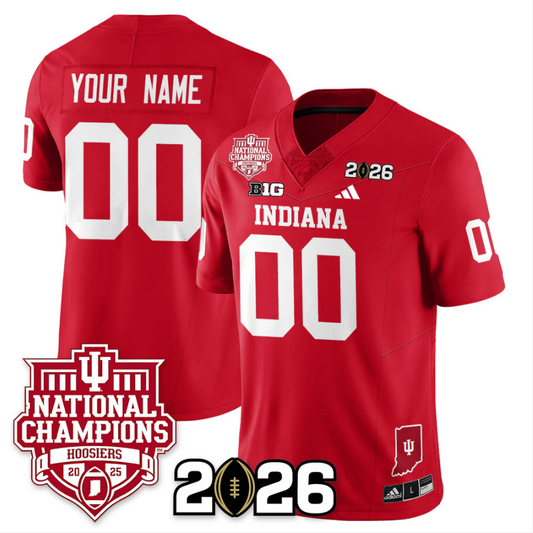 Custom Indiana Hoosiers Jersey 2025 National Champions Patch Stitched Red
