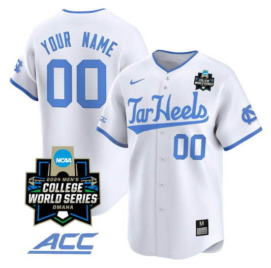 Custom North Carolina Tar Heels Jersey 2024 College World Series Vapor Premier Limited V2 NCAA Baseball Stitched White