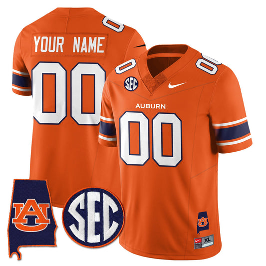 Custom Auburn Tigers Jersey Name, Number Alabama Patch Vapor Stitched Orange