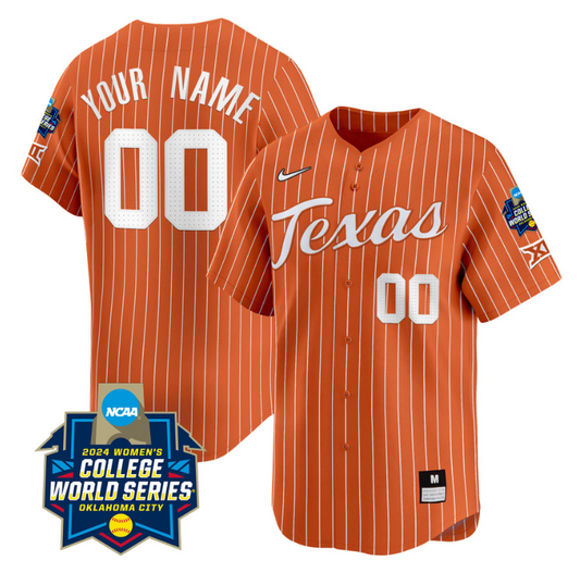 Custom Texas AM Aggies Jersey 2024 College World Series Champions Vapor Premier Limited NCAA Baseball Stitched Pinstripe Orange