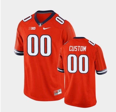 Custom Illinois Fighting Illini Jersey Name and Number NCAA College Football Orange