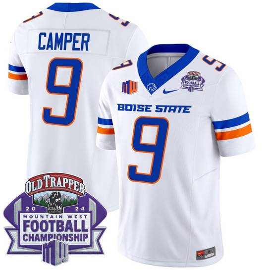Cameron Camper Jersey #9 Boise State Broncos 2024 Championship Vapor White