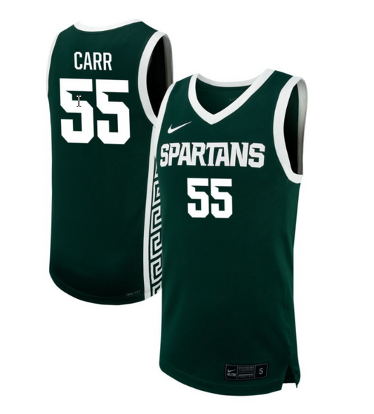 Coen Carr Jersey #55 Michigan State Spartans NIL Basketball Green