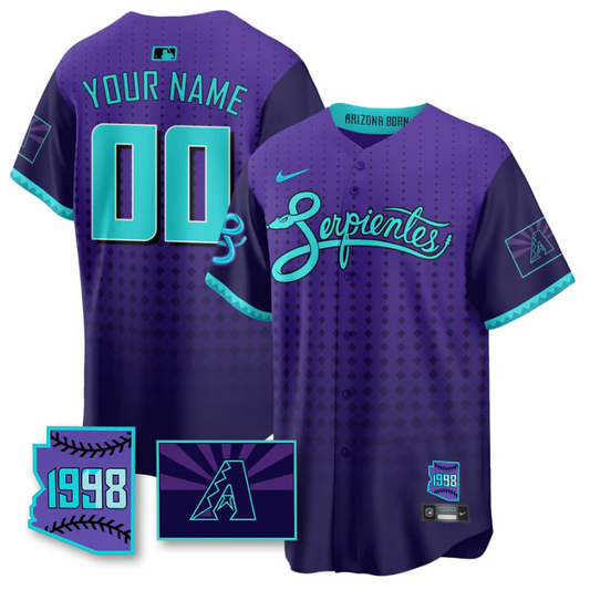 Custom Arizona Diamondbacks Jersey Purple for Second “Serpientes” City Connect Stitched Purple
