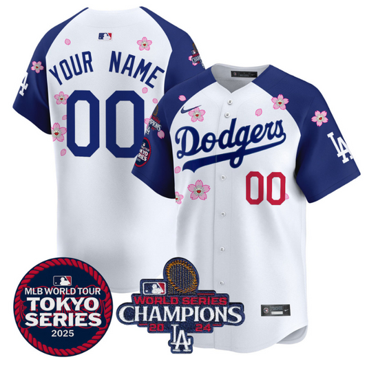 Custom Dodgers Jersey Tokyo Series 2025 World Series Champions Patch Vapor Stitched Alternate