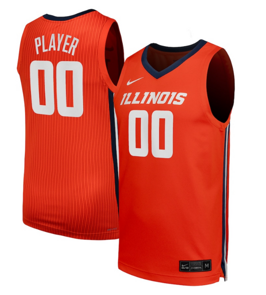 Custom Illinois Fighting Illini Jersey Name, Number NIL Basketball Orange