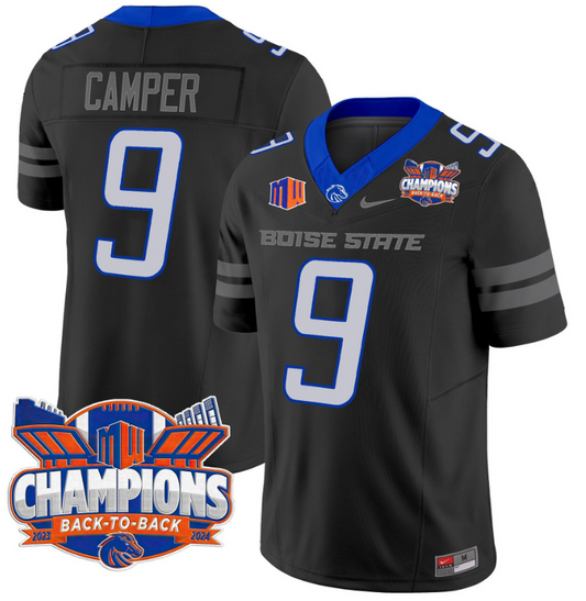 Cameron Camper Jersey #9 Boise State Broncos Back To Back Champions Black