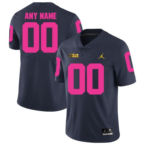 Custom Michigan Wolverines Jersey Name and Number NCAA College Football Navy Pink