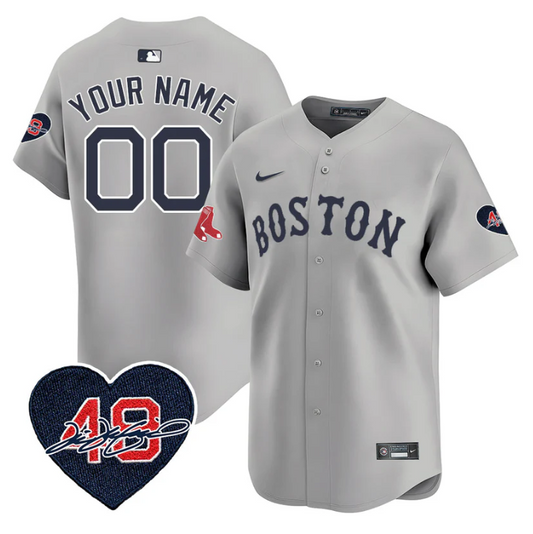 Custom Boston Red Sox Jersey Tim Wakefield Limited Memorial Patch Stitched Gray