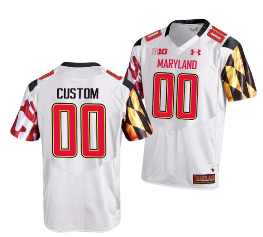Custom Maryland Terrapins Jersey Name and Number NCAA College Football BIG White
