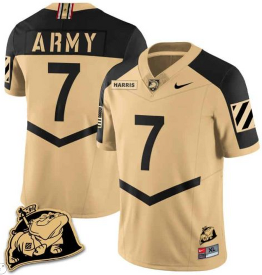 Champ Harris Jersey #7 Army Black Knights Jersey Rocky The Bulldog Patch Vapor Limited College Football Stitched Gold Alternate