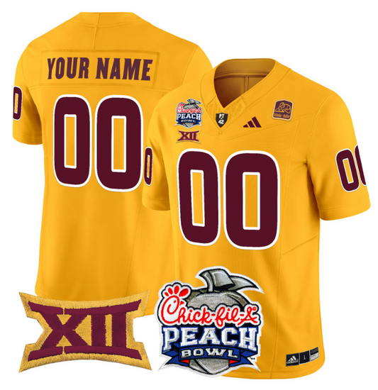Custom Arizona State Sun Devils Jersey 2025 Peach Bowl Patch Gold