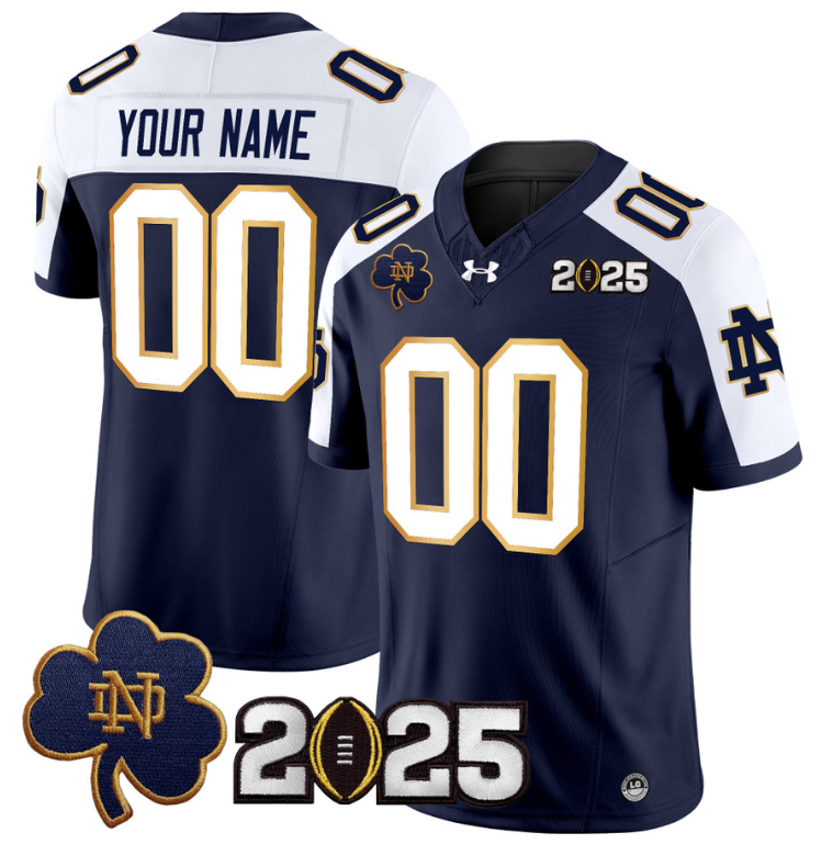 Custom Notre Dame Jersey 2025 CFP Final Patch Stitched Navy Alternate