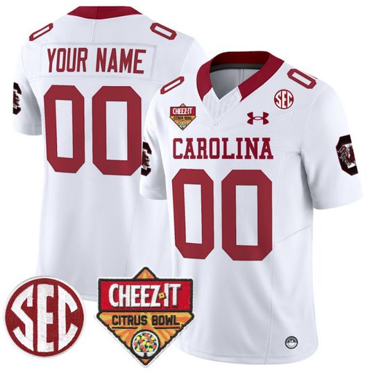 Custom South Carolina Gamecocks Jersey Cheez-It Citrus Bowl Patch White