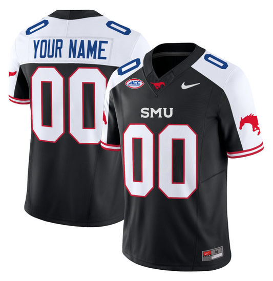 Custom SMU Mustangs Icy Jersey Name and Number College Football Vapor Limited Black Alternate