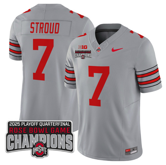 CJ Stroud Jersey #7 Ohio State 2025 Rose Bowl Champions Patch Gray