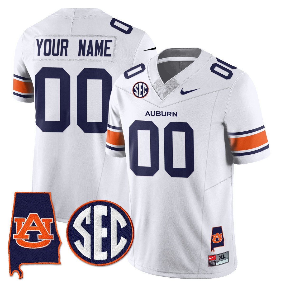 Custom Auburn Tigers Jersey Name, Number Alabama Patch Vapor Stitched White