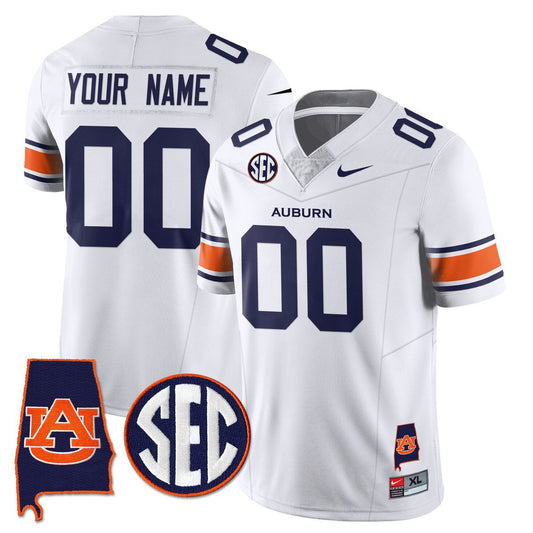 Custom Auburn Tigers Jersey Name, Number Alabama Patch Vapor Stitched White