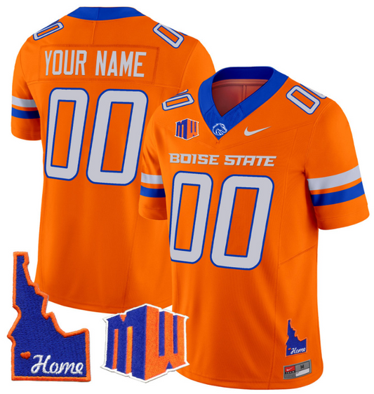 Custom Boise State Broncos Jersey Name, Number Home Patch Vapor Football Orange Alternate