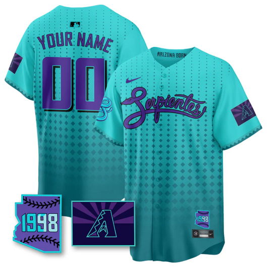 Custom Arizona Diamondbacks Jersey Purple for Second “Serpientes” City Connect Stitched Teal