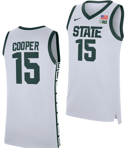 Carson Cooper Jersey #15 Michigan State Spartans Replica Basketball 2023-24 White